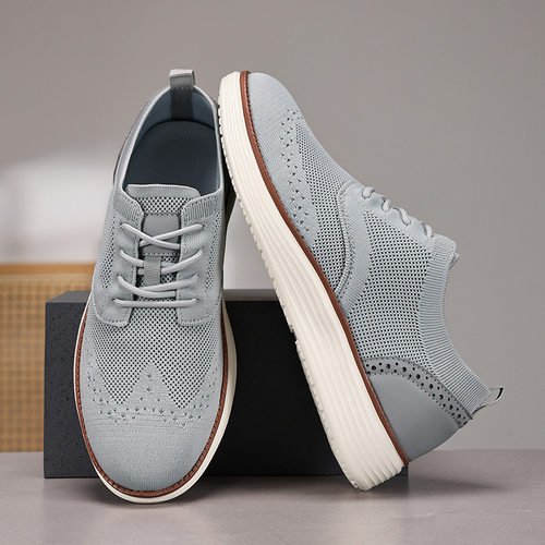 跨境品质大码飞织男鞋商务休闲鞋Dress Walking Shoes网面牛津鞋