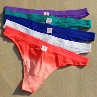 女薄款 高弹中低腰T 无痕一片式 T字裤 back 渐变多色丁字裤 外贸新款