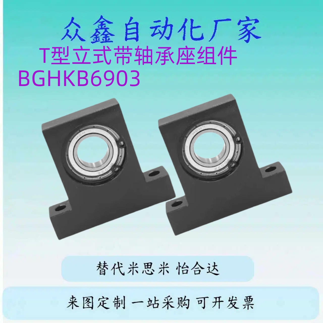 替T型单轴承带座轴承BGHKB BGJ21-6903/6003/6203-30/40/50内径17