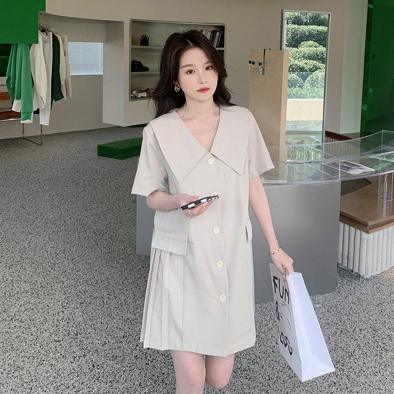 现货优质高腰精品V领疯狂促销2024新款西装冰丝连衣裙浙宝035款号