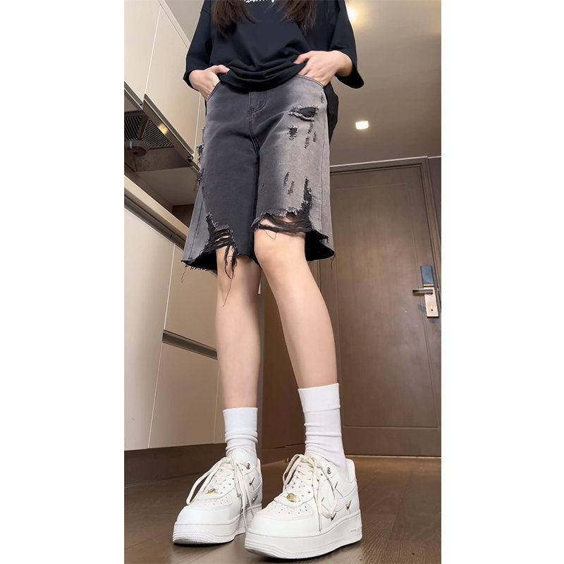 夏季新款上市高腰优质五分裤精品常规百搭潮流女牛仔短裤控68W