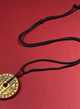 2026朱砂晶体砂山鬼花钱吊坠子透光烫金晶体砂项链男女款礼物