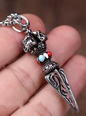 2026珐琅金刚杵吊坠男款个性复古毛衣链饰品男女款挂饰