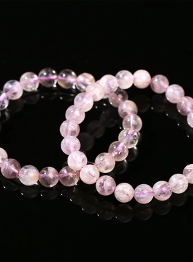 2026晶德珠宝 天然冰透紫兔毛幽灵水晶手链女生招财圆珠手串礼品