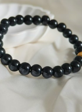 2026黑曜石虎眼石手链散珠串珠黑金刚手串男简约个性礼物手串