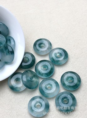 2026石英岩飘花平安扣翡翠飘花绿色吊坠挂件饰品配饰女款货源