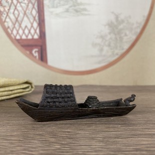 2026江舟鸬鹚渔船香插小摆件香台茶玩香插香座线香炉摆件