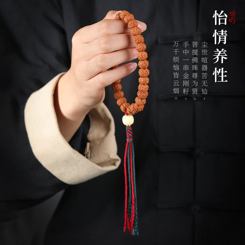 2026天然印尼树王爆肉小金刚菩提手串男盘玩原籽核桃文玩佛珠手持