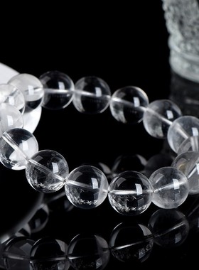 2026久雅水晶 天然老白幽灵小聚宝盆圆珠手链 白色幽灵小半盆散珠