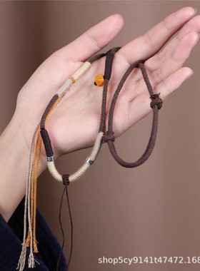 2026高档藏式手搓棉绳唐卡吊坠绳佛牌挂绳蜜蜡项链绳纯手工编绳锁