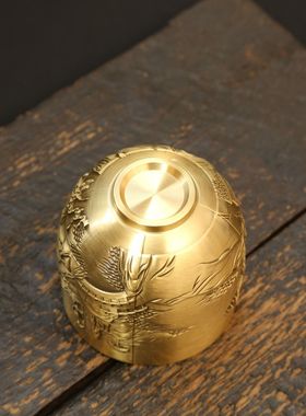 2026黄铜山水杯工艺品摆件 客厅桌面办公室玄关 佛桌供杯装饰铜工