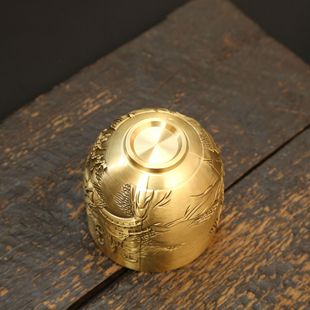 2026黄铜山水杯工艺品摆件 客厅桌面办公室玄关 佛桌供杯装饰铜工
