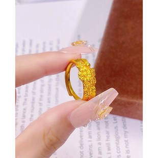 2026越南沙金繁花锦族开口戒指 轻奢小雏菊指环可调节食指戒久不