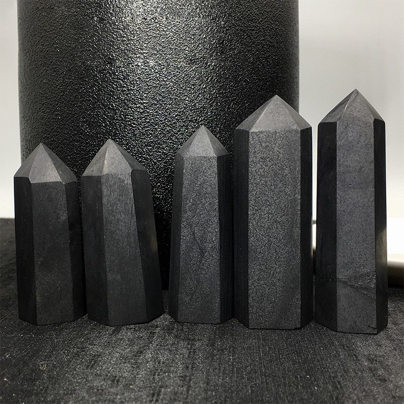 2026厂家天然次石墨原石水晶柱六棱单尖柱打磨工艺品摆件防辐射富