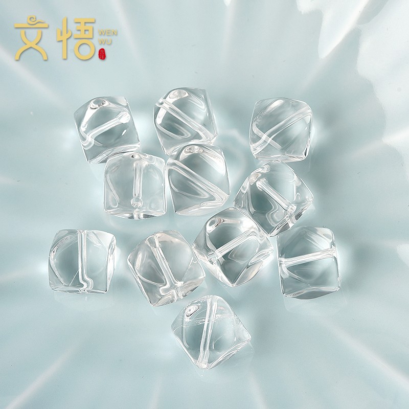 2025天然白水晶方糖手链散珠子纯净体diy水晶饰品不规则方块串珠