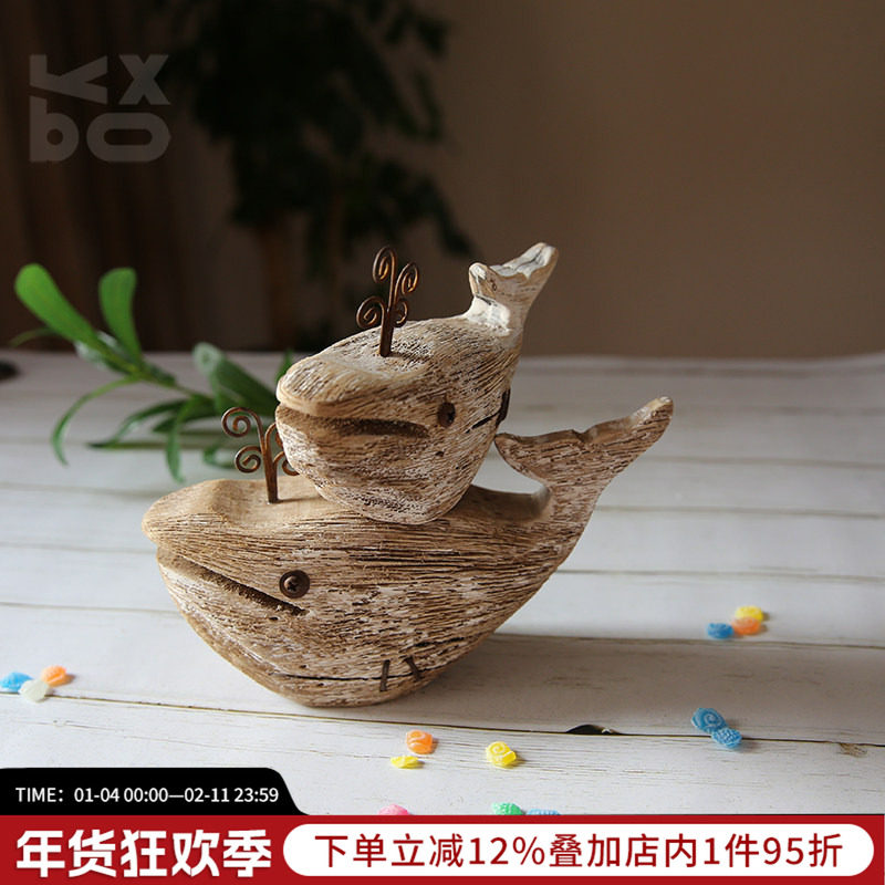 YBOX实木海豚可爱摆件喷水小鱼萌物摆件海洋风童趣摆件拍摄道具,家居饰品,装饰摆件,淘宝优惠券,粉丝福利购,淘宝优惠卷