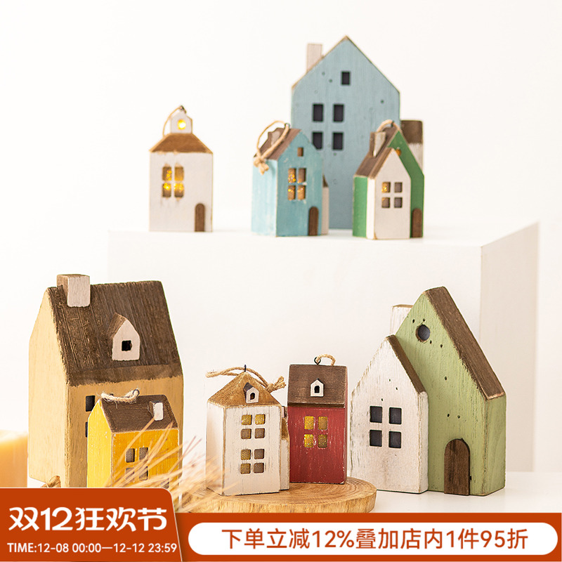 ybox乡村风小房子咖啡店圣诞装饰