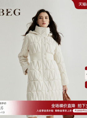 OBEG欧碧倩感绗缝收腰中长款过膝羽绒服外套冬季50464533