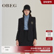 OBEG欧碧倩感黑色收腰西装 女23冬OL气质羊毛外套10404247