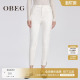 OBEG欧碧倩通勤高腰紧身弹力牛仔裤 104240 女冬毛边铅笔裤
