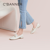 春气质日常通勤百搭女单鞋 千百度商场同款 小羊皮方跟乐福鞋