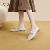 秋季 低跟舒适乐福鞋 羊皮平跟通勤小皮鞋 千百度豆豆鞋 不累脚女鞋