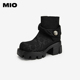 MIO米奥冬季 靴厚底女靴 酷感切尔西靴复古印花时装 新款 时尚