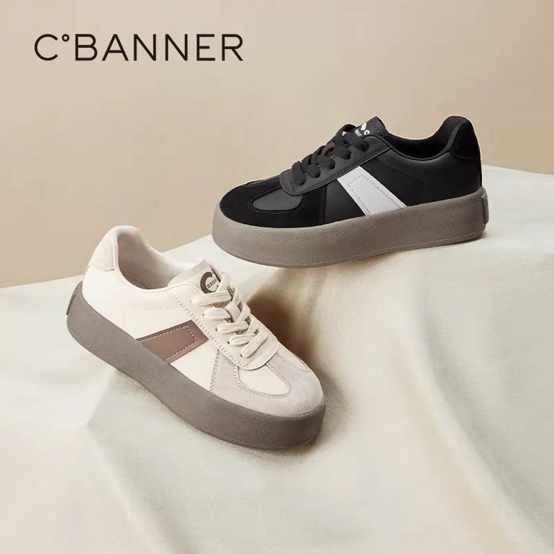 复古增高厚底德训鞋女春季新品舒适平底百搭撞色休闲板鞋