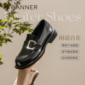 秋季 女鞋 新款 千百度漆皮乐福鞋 正装 通勤小皮鞋 和黑色真皮时尚