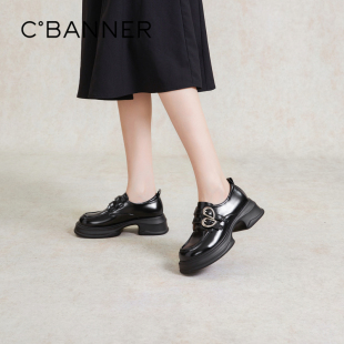 甜酷制服鞋 千百度秋季 女英伦复古增高女单鞋 厚底乐福鞋 女 新款