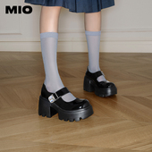 王冰冰同款 MIO米奥秋季 超高跟单鞋 蝴蝶搭扣浅口玛丽珍鞋 女