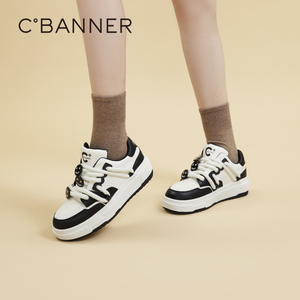 千百度复古厚底板鞋女款秋季新款百搭透气熊猫鞋运动休闲鞋