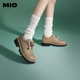 新派学院 MIO米奥秋季 中跟厚底休闲鞋 蝴蝶饰扣牛津鞋 女