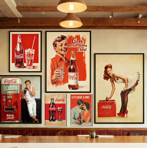 复古美式可口可乐餐厅装饰画