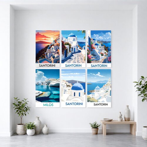 希腊圣托里尼岛海景装饰画客厅