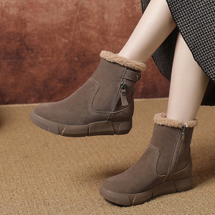 厚底雪地靴女款2024新款冬季加绒加厚保暖羊羔毛棉鞋防滑大码短靴