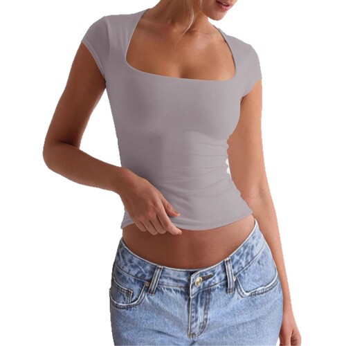 Cross border sports elastic slim fit T-shirt for women