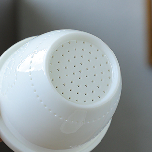 水杯茶叶内胆过滤网配件全瓷孔分离泡茶壶茶杯茶隔茶漏陶瓷带盖子