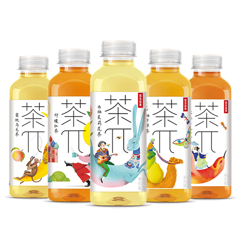 农夫山泉茶兀饮料茶派果味水500ml*5瓶整箱蜜桃乌龙玫瑰红茶柚子