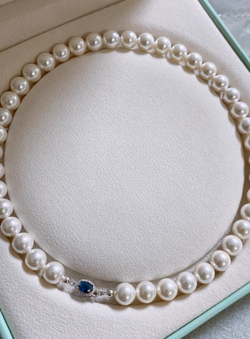 仿海宝蓝澳白珍珠项链女轻奢小众精致高级锁骨链配饰2025新款爆款