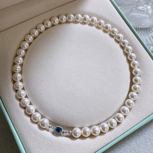 仿海宝蓝澳白珍珠项链女轻奢小众精致高级锁骨链配饰2025新款爆款