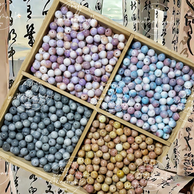 B水墨渐晕染10mm瓷珠琉璃圆珠手工diy手链手串散珠仙女饰品材料