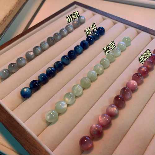 10mm国风单梦幻少女仿猫眼晕染圆珠手工diy串珠手链项链材料配件