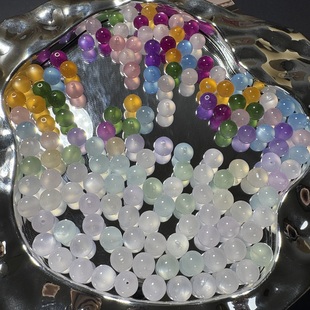 「空镜」10mm白色光变色阳光树脂冷淡风仙女手链项链饰品diy散珠