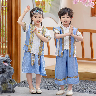儿 童民族风套装夏季汉服傣族苗族服饰男女幼儿园异域风情演出服