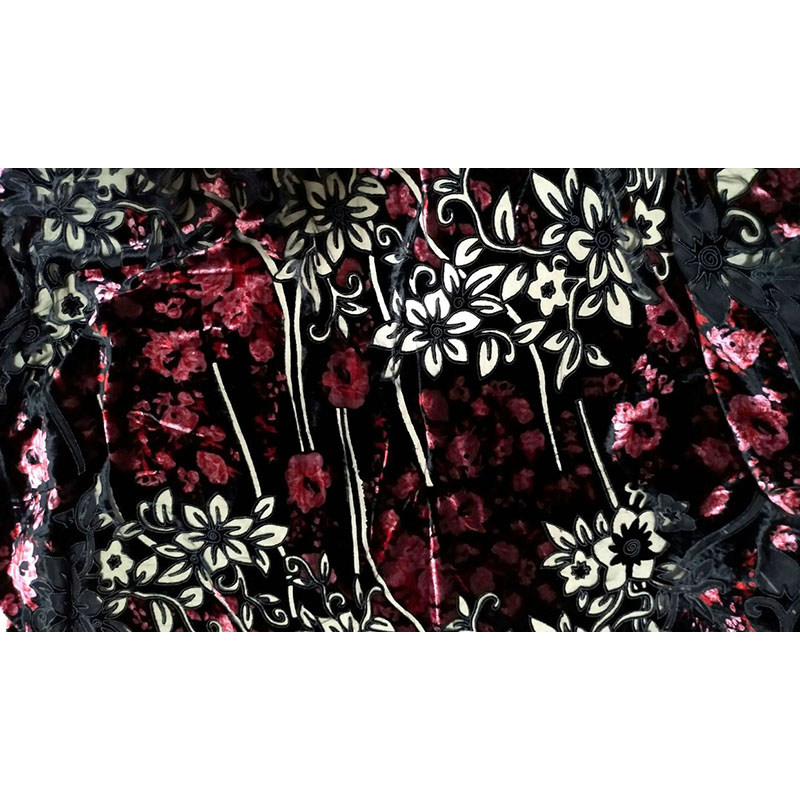 烫金天鹅绒手工印烧花真丝绒布料