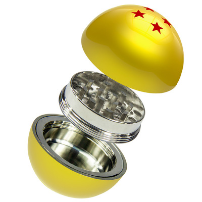 跨境新四星龙珠圆形磨烟器金属52mm三层碎烟草研磨器herb grinder