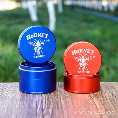 跨境热卖HORNET品牌63mm4层铝合金磨烟器研磨机便携碎烟器 Grinde