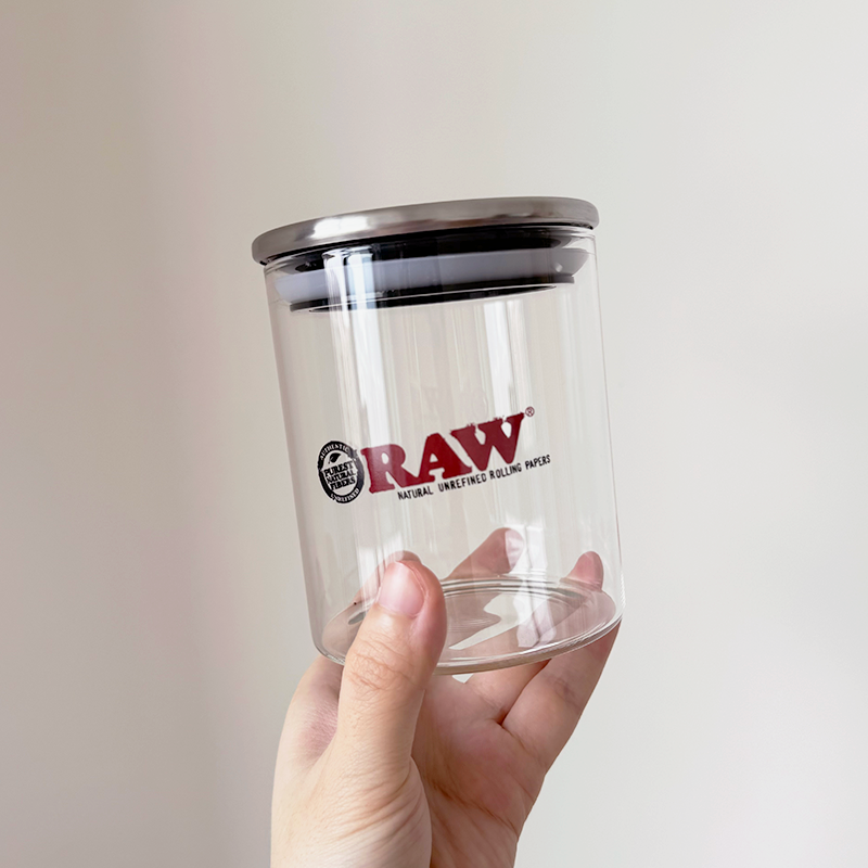 raw烟丝罐玻璃透明储存雪茄保湿罐手卷密封不锈钢收纳大号卷烟盒
