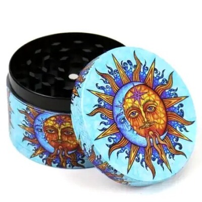 太阳全包锌合金磨烟器 2.5英寸UV彩印草药金属研磨器Herb Grinder